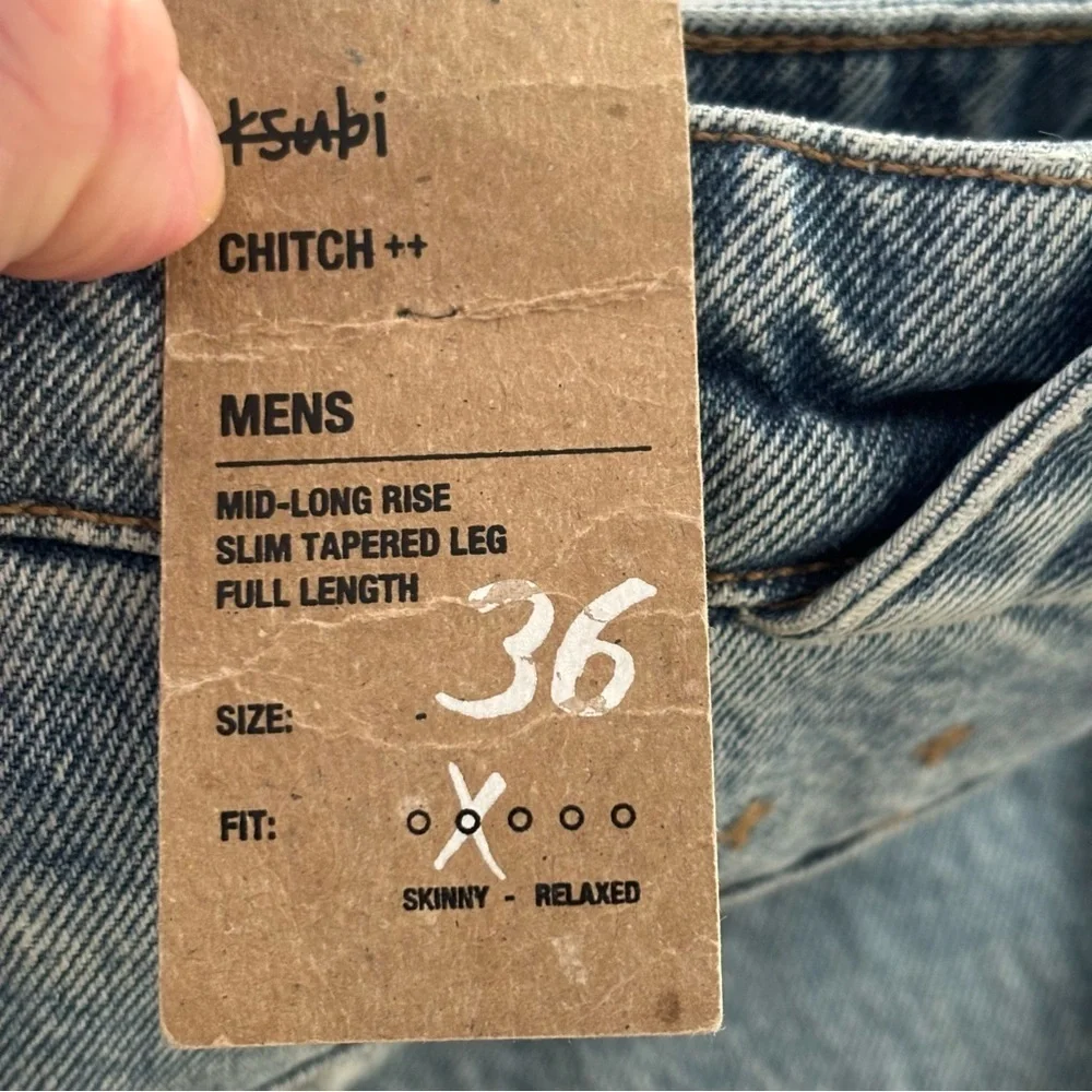 KSUBI Chitch Jinx Trashed Jeans Slim Tapered Men’s Size 36x32 New